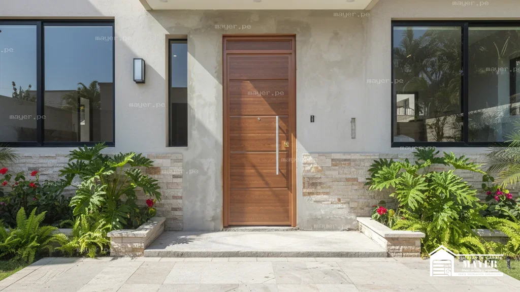 Puerta entrada madera diseno moderno